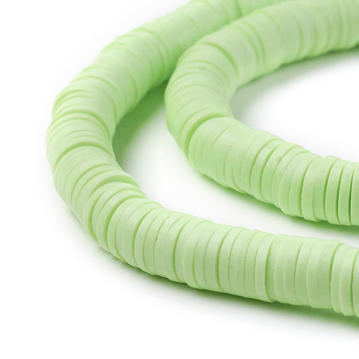 Heishi-Perlen aus Polymerpaste 6 mm – Pastel Green - PerlineBeads