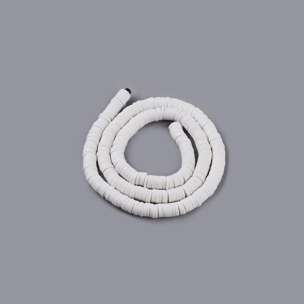 Heishi-Perlen aus Polymerpaste 6 mm – White - PerlineBeads