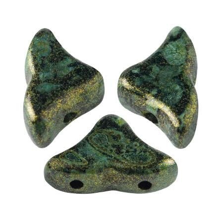 Hélios® par Puca® - Metallic Mat Green Spotted - PerlineBeads