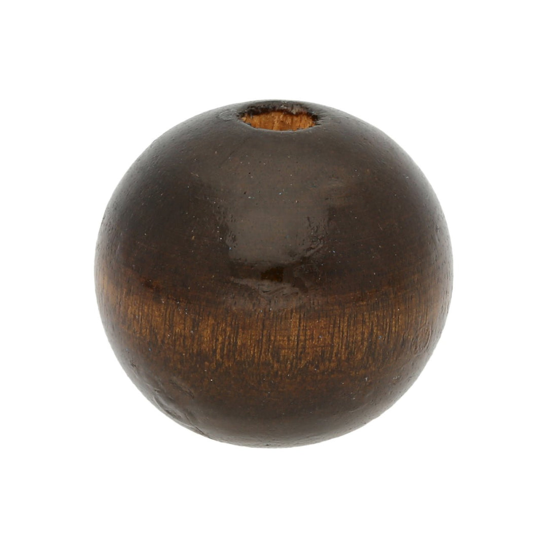 Holzperle 25 mm – dunkelbraun gefärbt (6 Stk.) - PerlineBeads