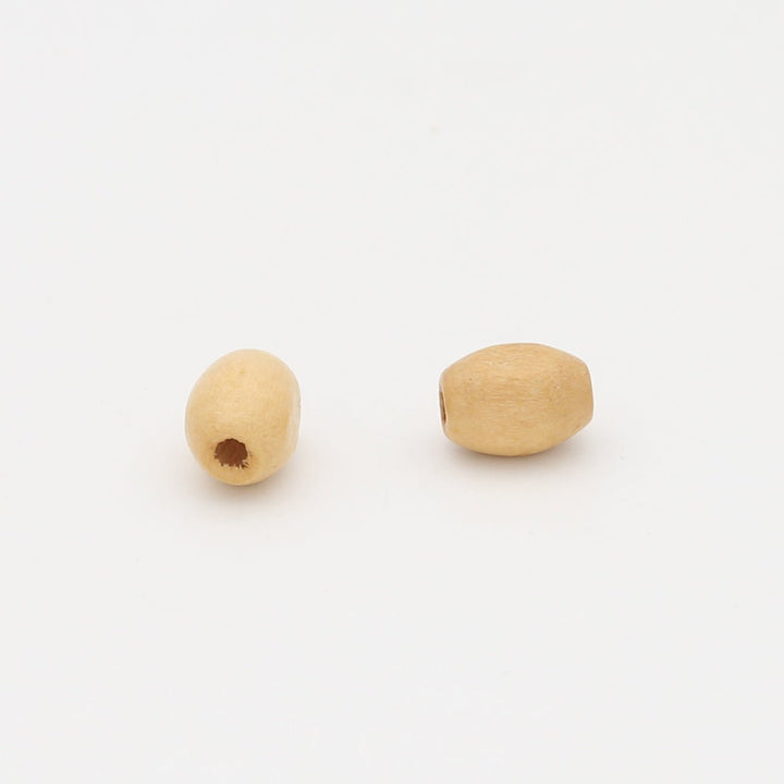 Holzperlen oval 6 x 5 mm - Hellbraun - PerlineBeads