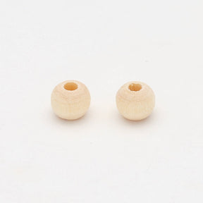 Holzperlen rund - 6 x 5-6 mm - Naturbraun - PerlineBeads