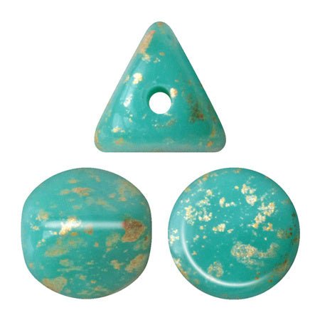 Ilos® par Puca® - Opaque Green Turquoise Spotted - PerlineBeads