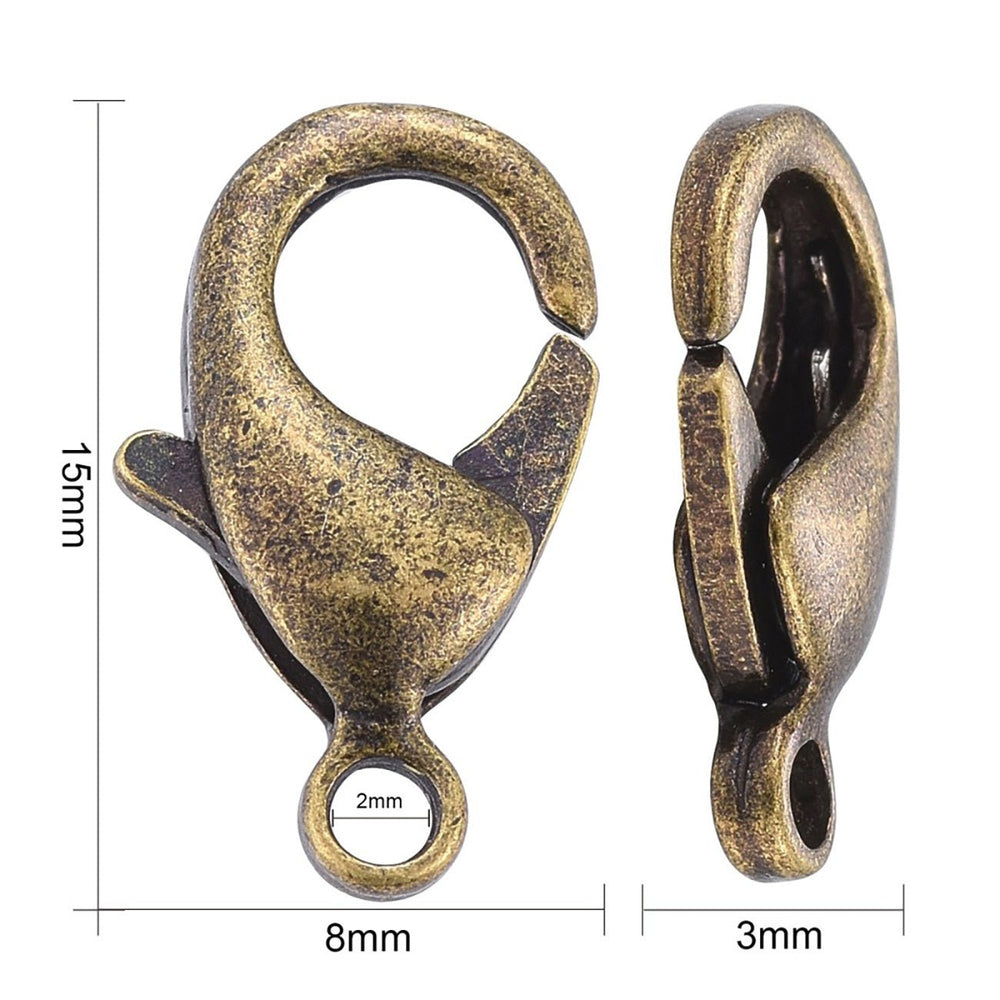 Karabinerverschluss 15 mm – Bronze Antik - PerlineBeads