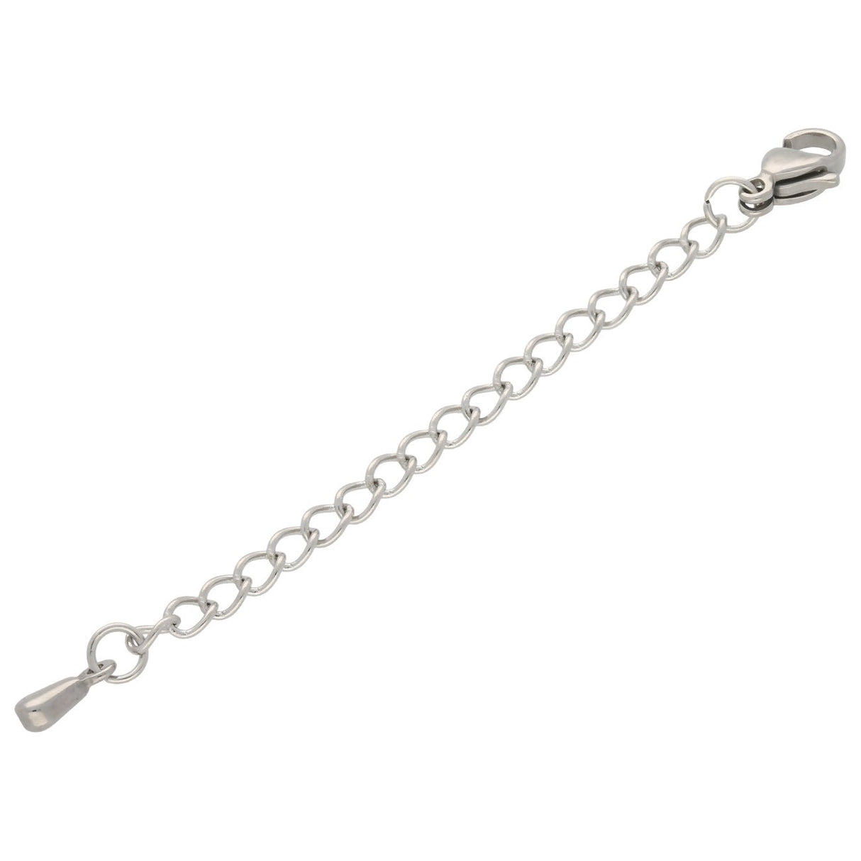 Karabinerverschluss mit Verlängerung, Edelstahl - Stahlfarbe - PerlineBeads