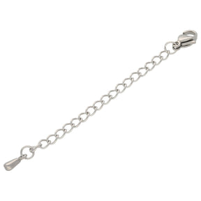 Karabinerverschluss mit Verlängerung, Edelstahl - Stahlfarbe - PerlineBeads