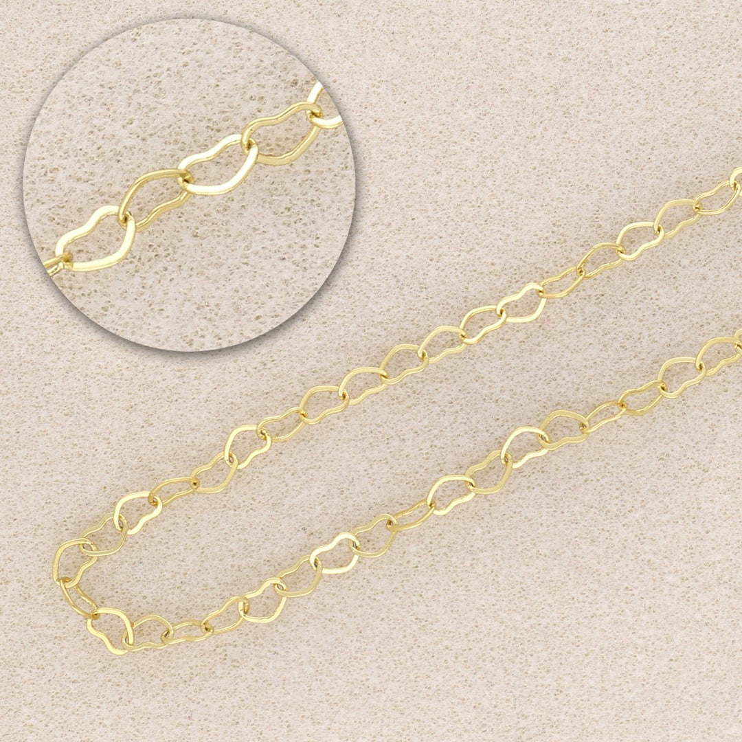 Kette mit herzförmigen Gliedern, Farbe Gold - PerlineBeads