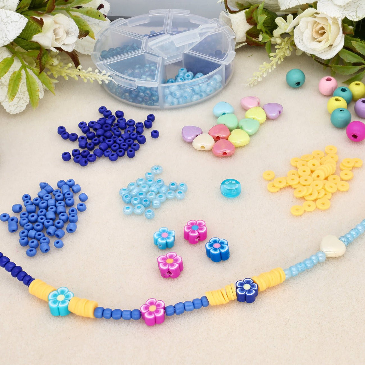 Kleine Acryl-Perlen Herzform – Farben-Mix - PerlineBeads