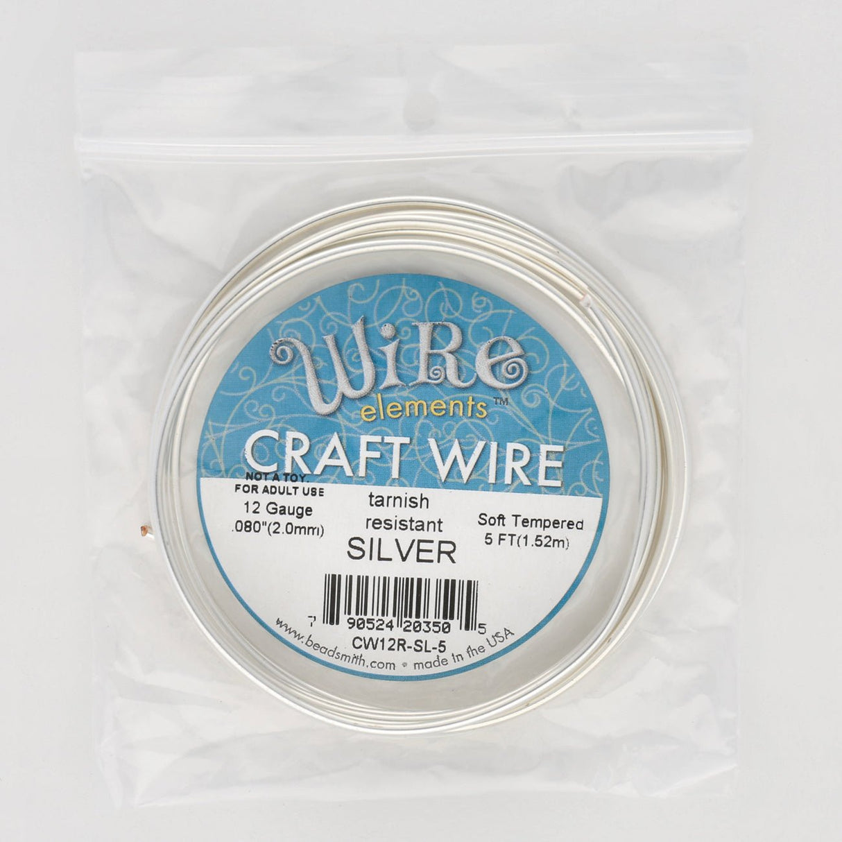Kupferdraht: Craft Wire – 12 Gauge – Silver Tarnish Resistant - PerlineBeads