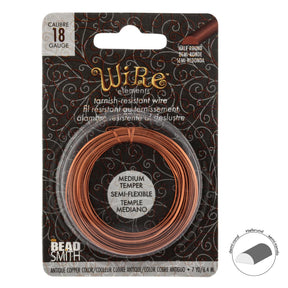 Kupferdraht Halbrund: Wire Elements™ – 18 Gauge – Antique Copper Tarnish Resistant - PerlineBeads