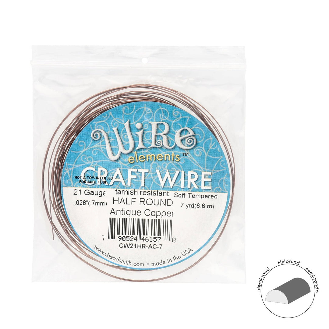 Kupferdraht Halbrund: Wire Elements™ – 21 Gauge – Antique Copper Tarnish Resistant - PerlineBeads
