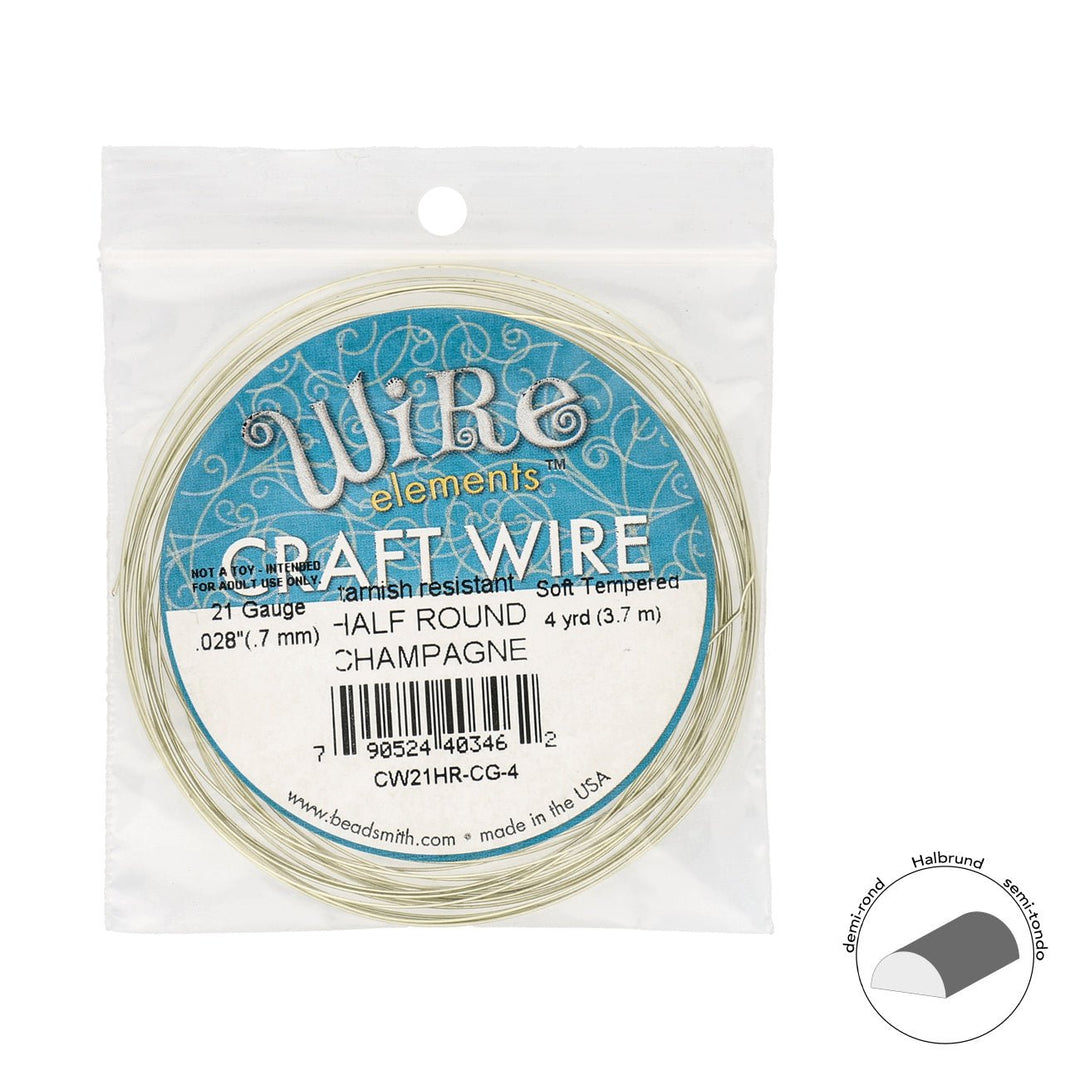 Kupferdraht Halbrund: Wire Elements™ – 21 Gauge – Champagne Tarnish Resistant - PerlineBeads
