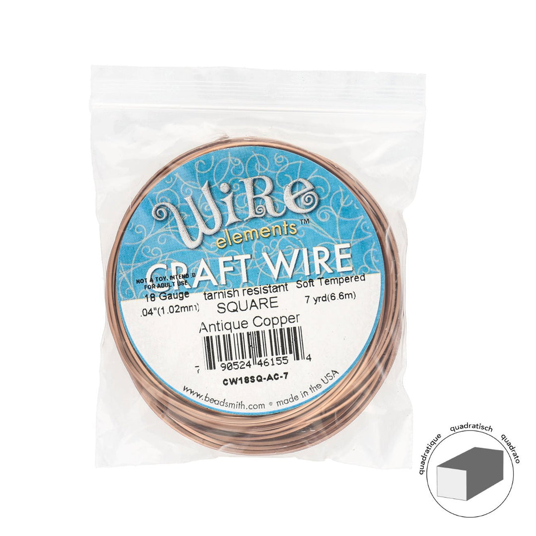 Kupferdraht Quadratisch: Wire Elements™ – 18 Gauge – Antique Copper Tarnish Resistant - PerlineBeads