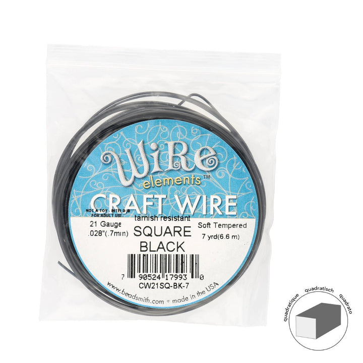 Kupferdraht Quadratisch: Wire Elements™ – 21 Gauge – Black Tarnish Resistant - PerlineBeads