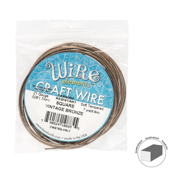 Kupferdraht Quadratisch: Wire Elements™ – 21 Gauge – Vintage Bronze Tarnish Resistant - PerlineBeads