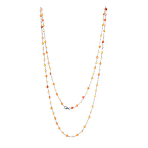 Lange Halskette, Silber mit Karneol Perlen - PerlineBeads