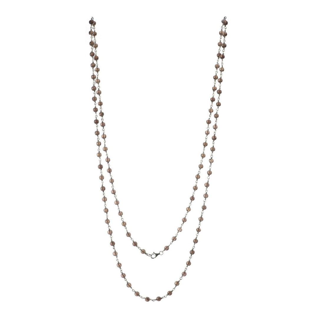 Lange Halskette, Silber mit Rauchquarz Perlen - PerlineBeads