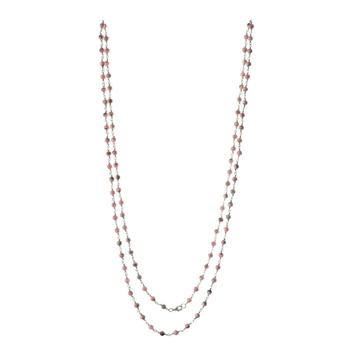 Lange Halskette, Silber mit Rhodochrosite Perlen - PerlineBeads