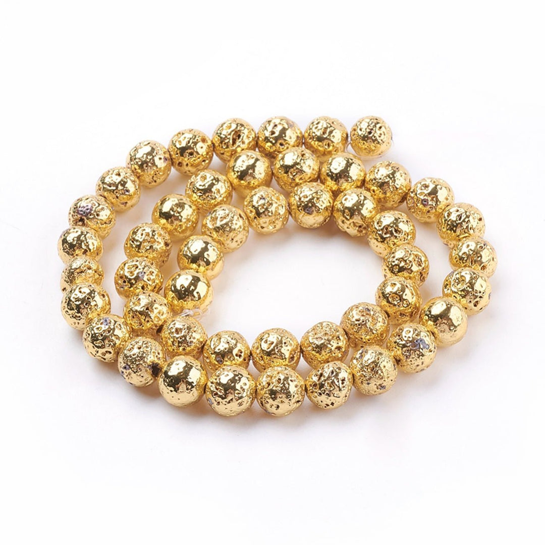Lavastein-Perlen 8 mm - galvanisiert - Farbe Gold - PerlineBeads