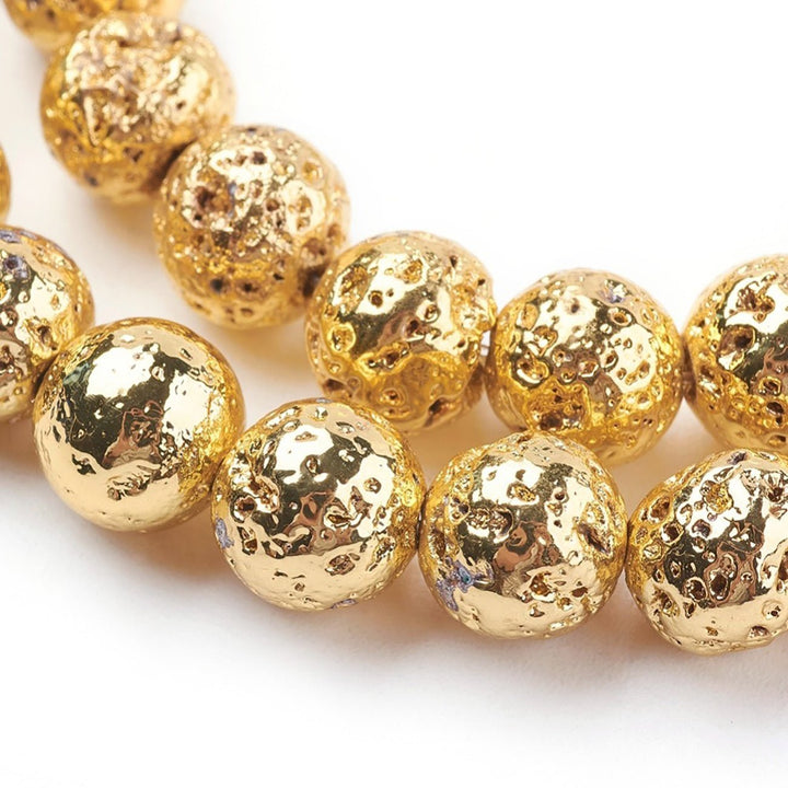 Lavastein-Perlen 8 mm - galvanisiert - Farbe Gold - PerlineBeads