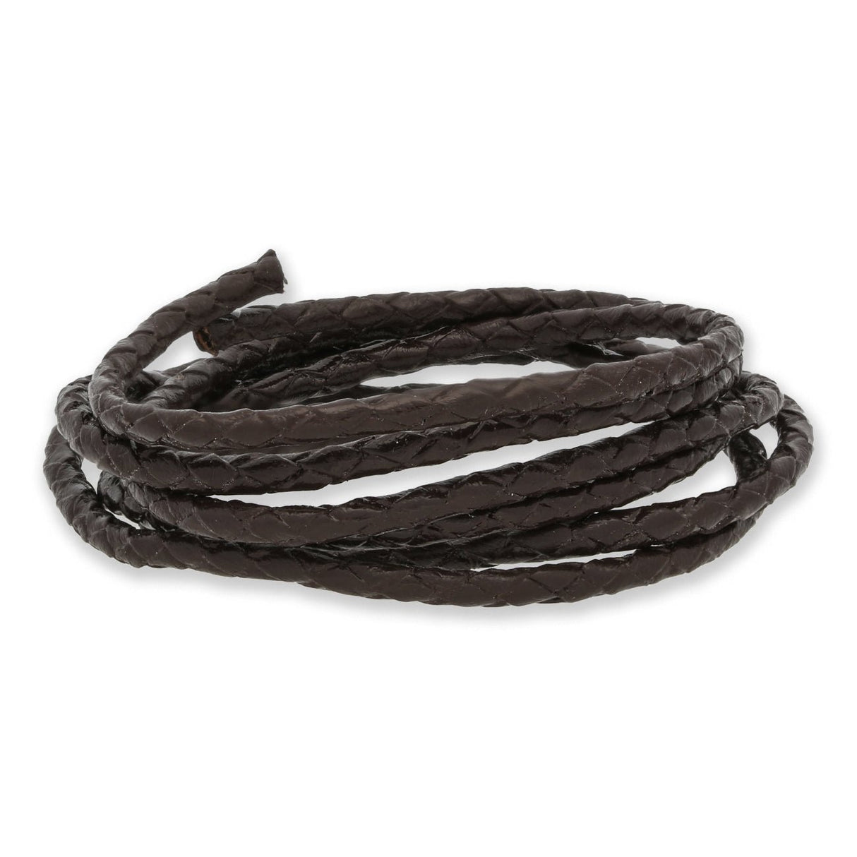 Lederkordel geflochten Ø 3 mm - Braun - PerlineBeads
