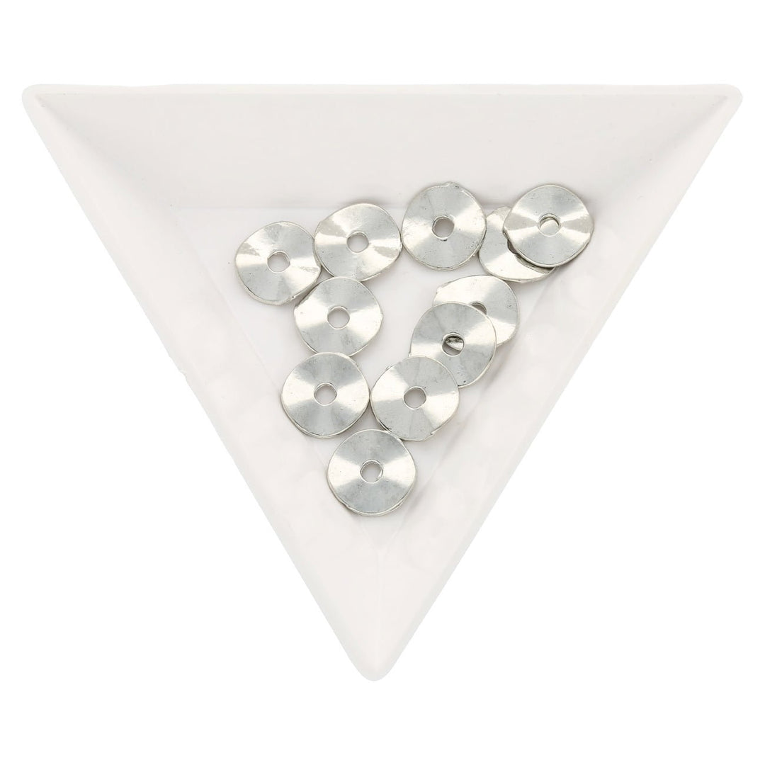 Metallperle 10 mm, rund, gewellt – Farbe Silber - PerlineBeads