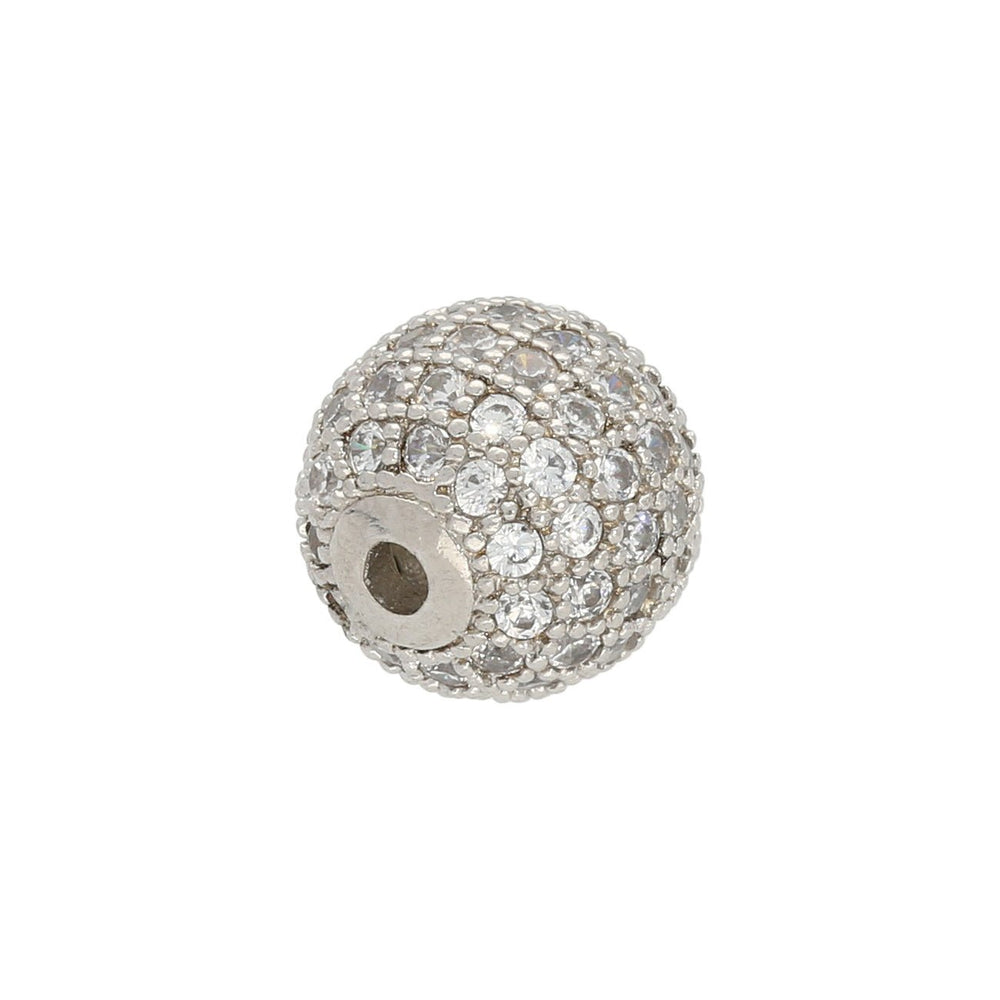 Metallperle Cubic Zirconia micro pavé - 10 mm - Kristall-Platin - PerlineBeads