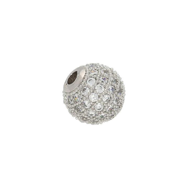 Metallperle Cubic Zirconia micro pavé - 8mm - Kristall-Platin - PerlineBeads