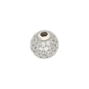 Metallperle Cubic Zirconia micro pavé - 8mm - Kristall-Platin - PerlineBeads