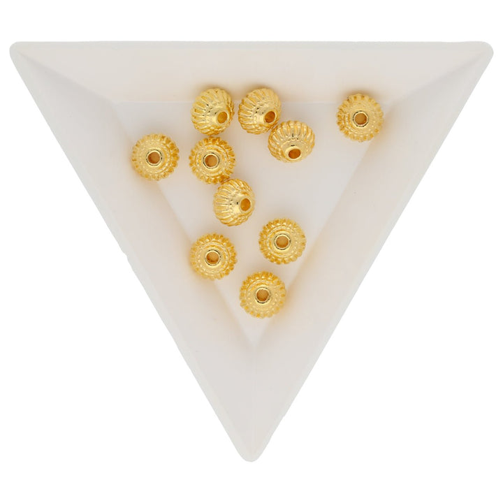 Metallperle im tibetischen Stil 8 x 6,5 mm - Farbe Gold - PerlineBeads