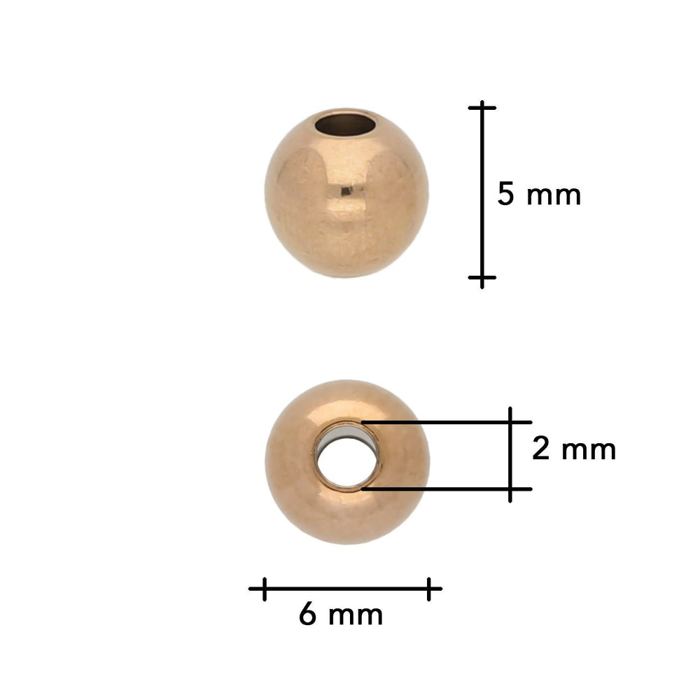 Metallperle rund - 6x5 mm - Rotgold - PerlineBeads