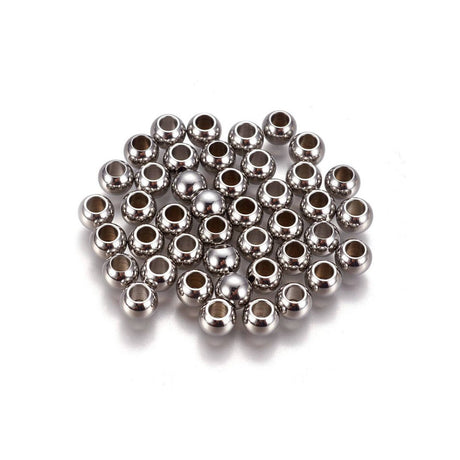 Metallperle rund - 6x5 mm - Silber - PerlineBeads