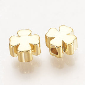 Metallperle / Spacer Kleeblatt 5 x 5 mm – Vergoldet (10 Stk.) - PerlineBeads