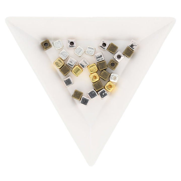 Metallperlen viereckig 4 x 4 mm - Farbenmix - PerlineBeads