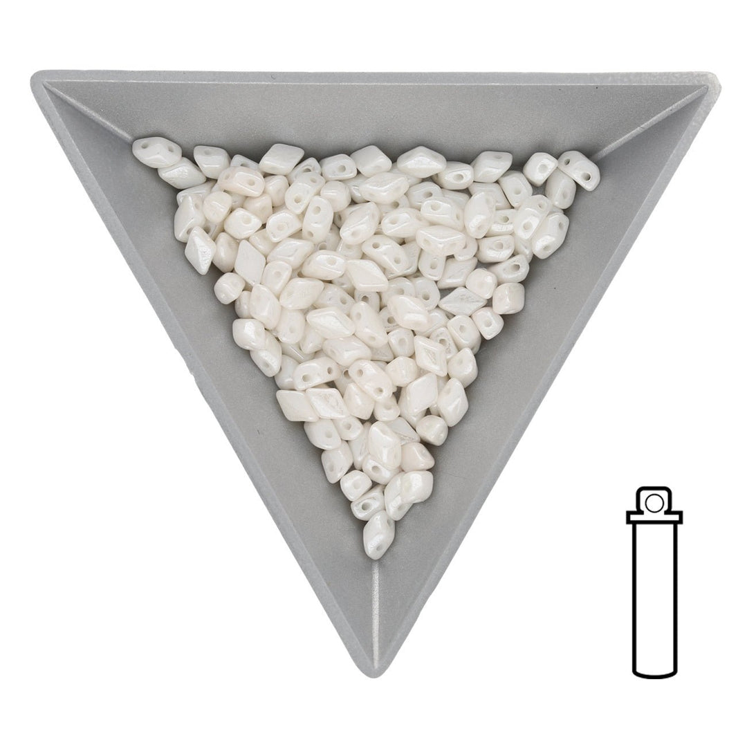 Mini GemDuo 6x4 mm - Chalk White Luster - PerlineBeads