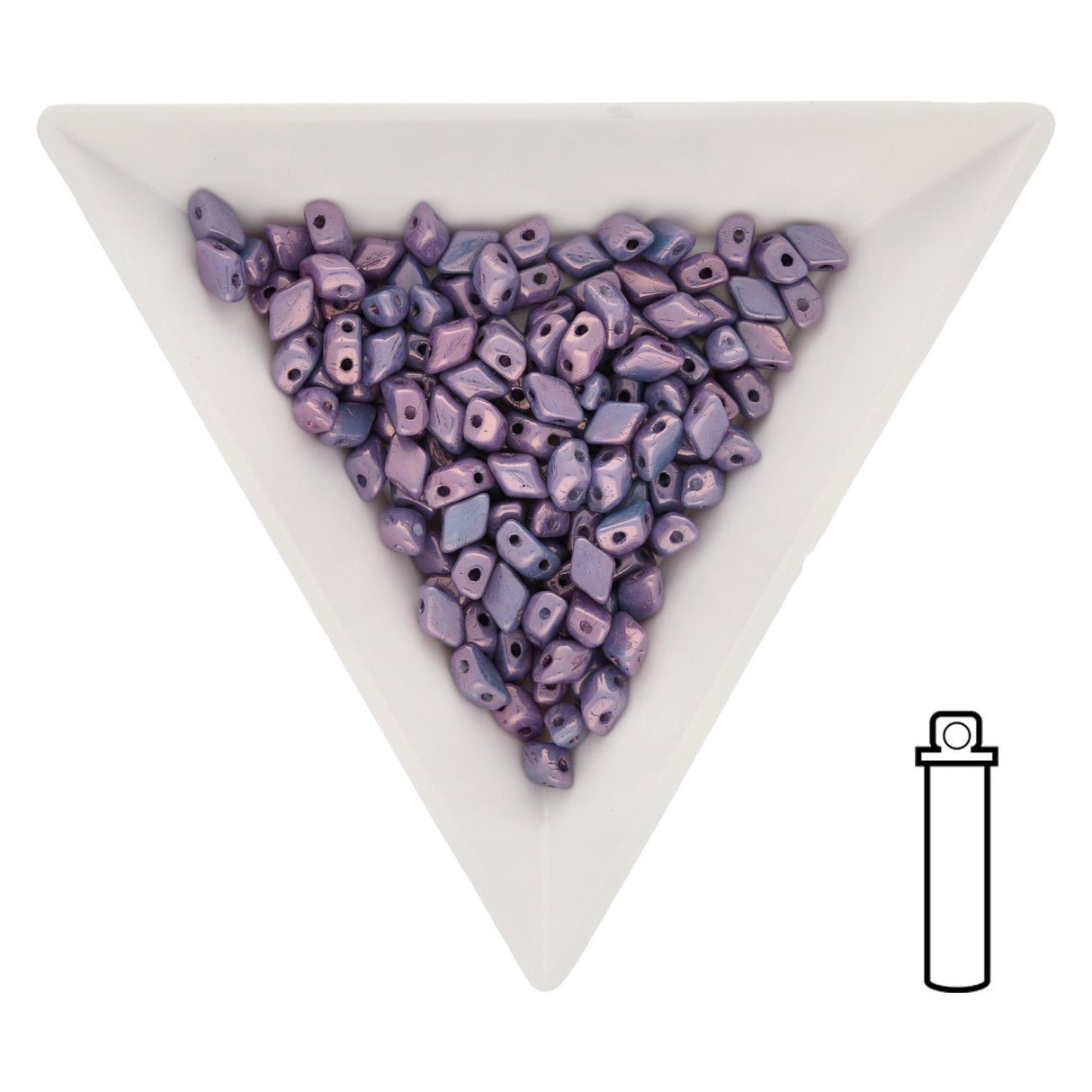 Mini GemDuo 6x4 mm - Vega on Chalk - PerlineBeads