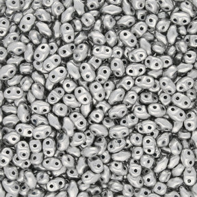 MiniDuo 2x4 mm - Matte Metallic Silver - PerlineBeads