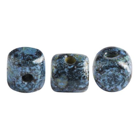 Minos® par Puca® - Metallic Mat Blue Spotted - PerlineBeads