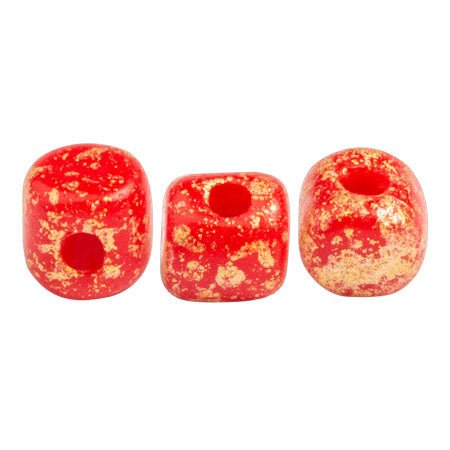 Minos® par Puca® - Opaque Coral Red Splash - PerlineBeads