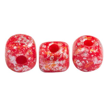 Minos® par Puca® - Opaque Coral Red Tweedy - PerlineBeads
