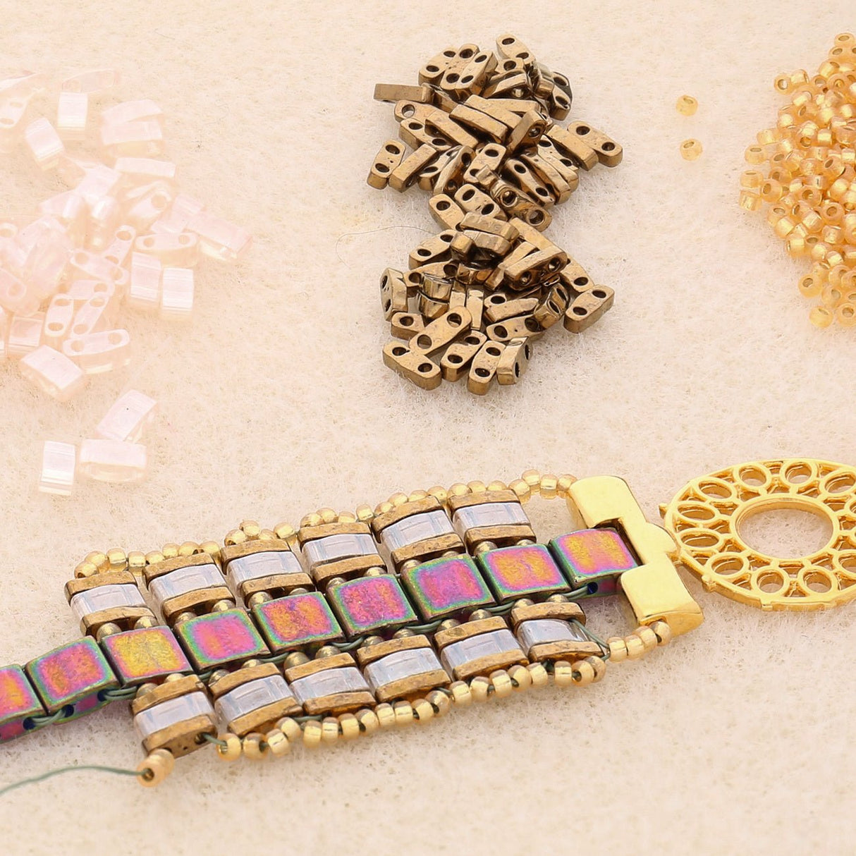 Miyuki Quarter Tila bead - Metallic Bronze - PerlineBeads