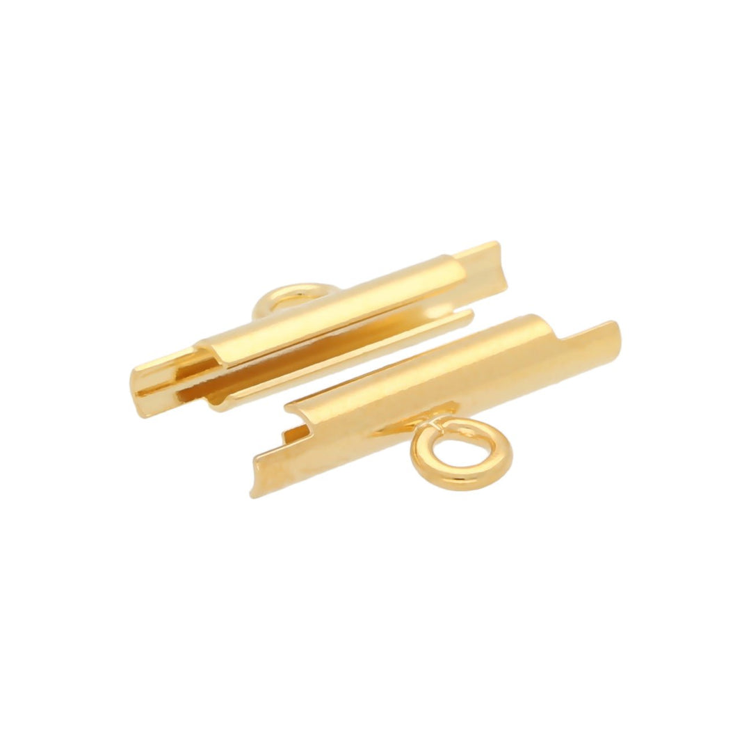 Miyuki röhrenförmiger Verschluss «Slide on» 10 mm – Farbe Gold - PerlineBeads