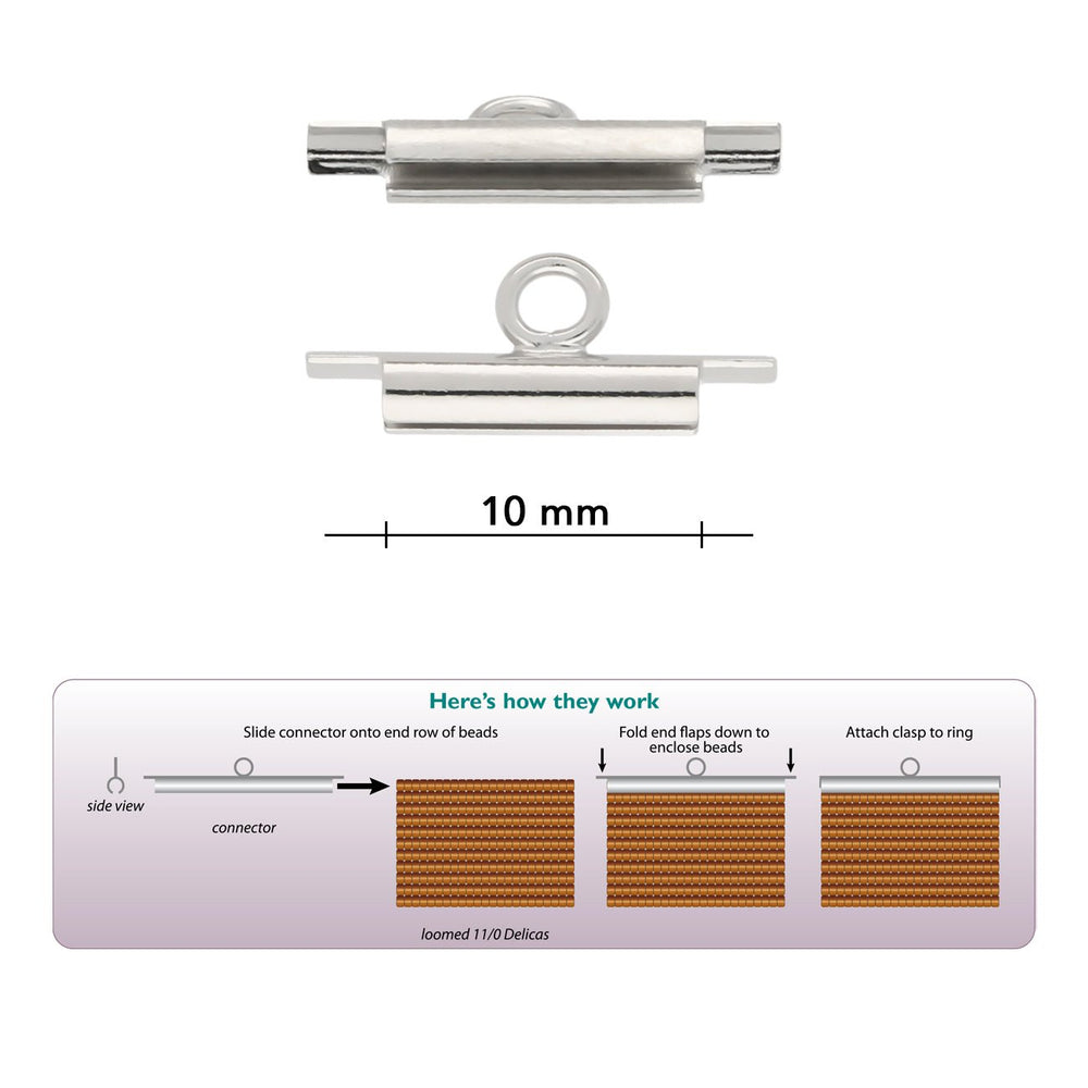 Miyuki röhrenförmiger Verschluss «Slide on» 10 mm – Farbe Silber - PerlineBeads