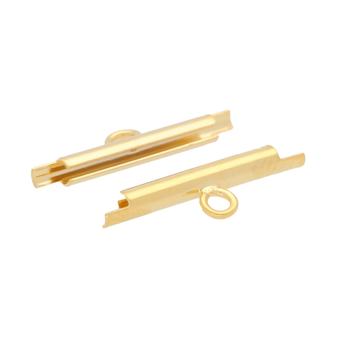 Miyuki röhrenförmiger Verschluss «Slide on» 15 mm – Farbe Gold - PerlineBeads