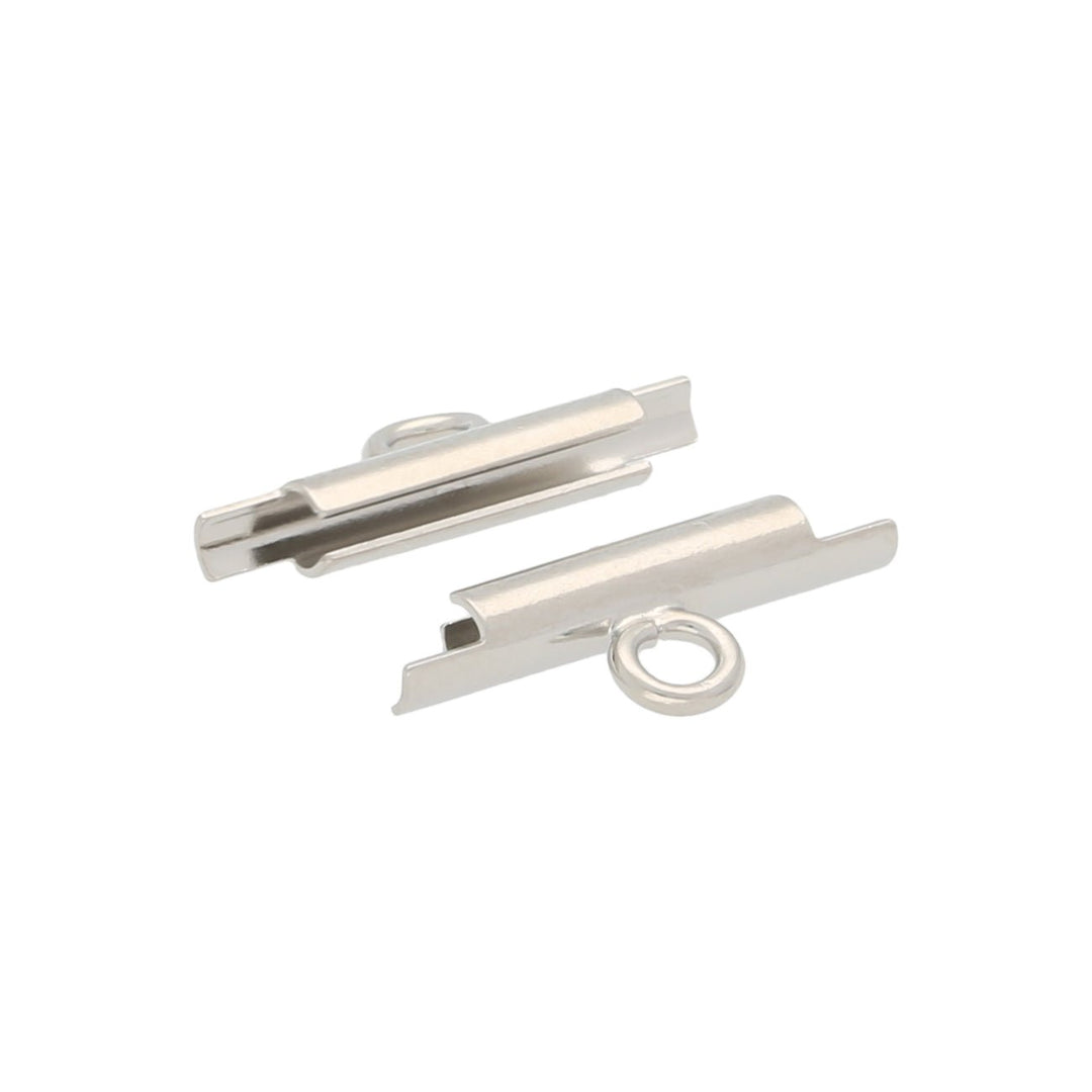 Miyuki röhrenförmiger Verschluss «Slide on» 15 mm – Farbe Silber - PerlineBeads