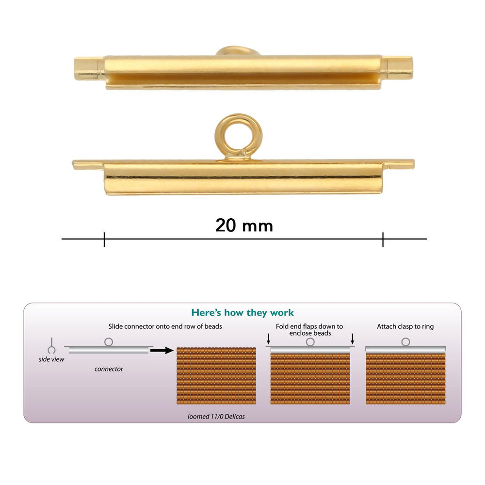 Miyuki röhrenförmiger Verschluss «Slide on» 20 mm – Farbe Gold - PerlineBeads