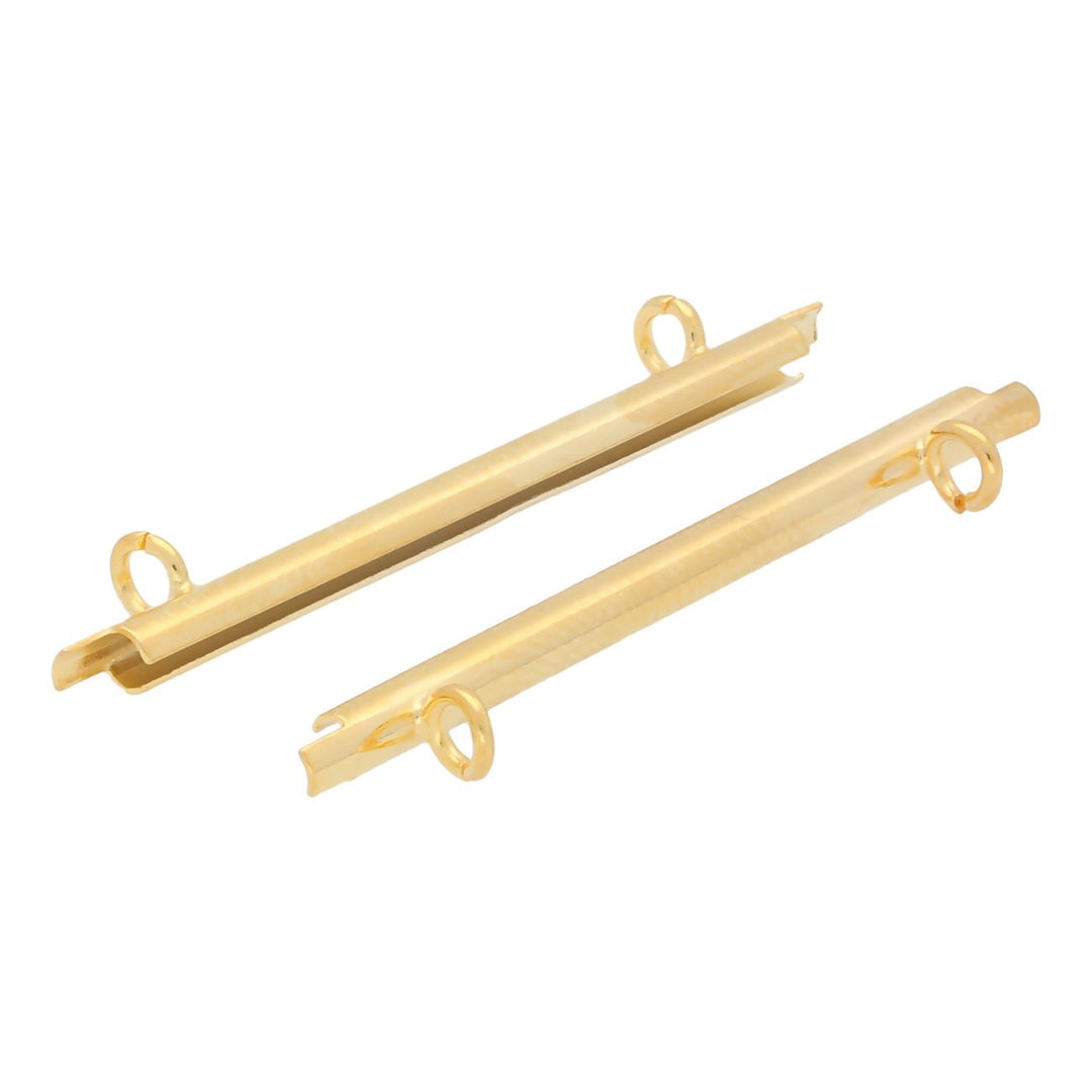 Miyuki röhrenförmiger Verschluss «Slide on» 35 mm – Farbe Gold - PerlineBeads