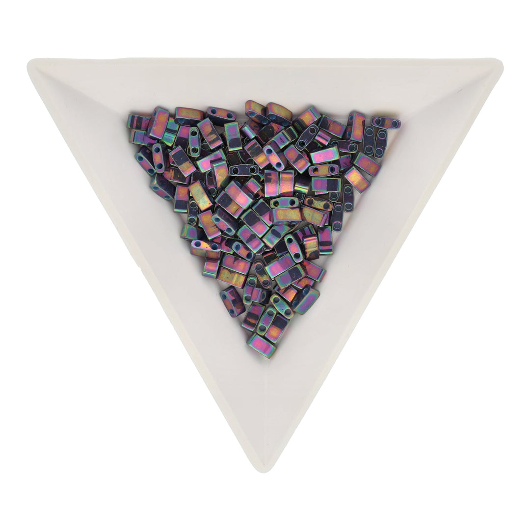 Miyuki Tila 1/2 cut bead - Opaque Purple Gray Rainbow Luster - PerlineBeads
