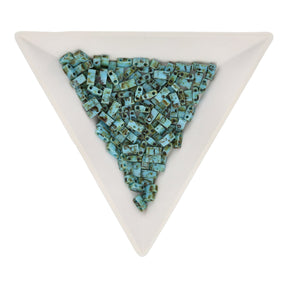 Miyuki Tila 1/2 cut bead - Opaque Turquoise Blue Picasso - PerlineBeads