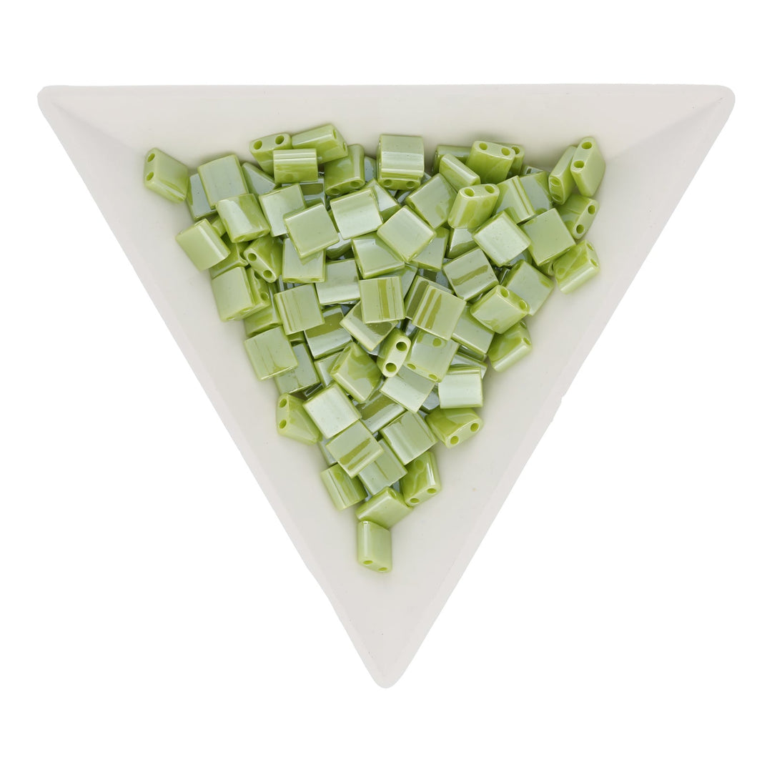 Miyuki Tila bead 5 mm - Opaque Chartreuse Luster - PerlineBeads